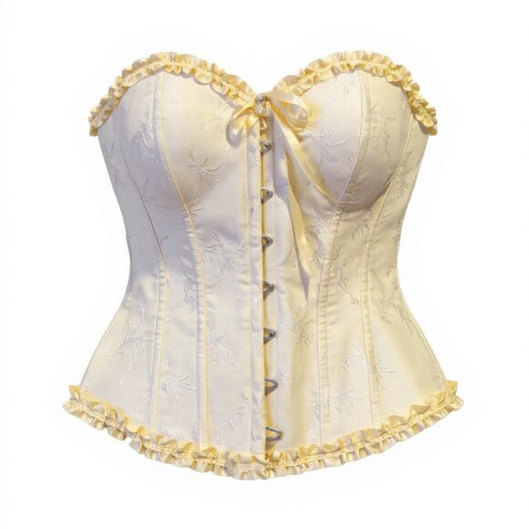 Victoria's Secret Tops - Yellow Ruffled Eyelet Lace-Up Corset
